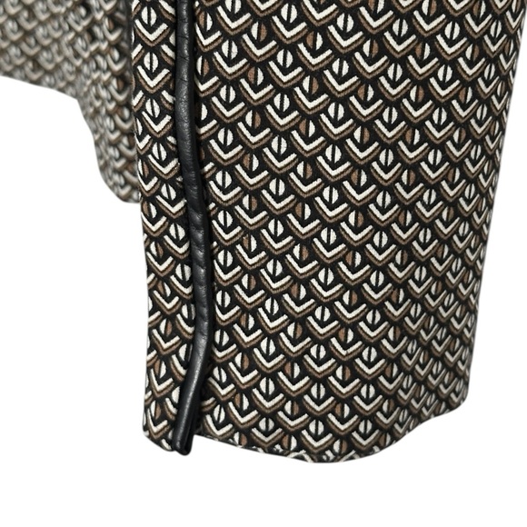 Chico’s 2 (12/12.5) Slim Ankle Pants Geometric Print Faux Leather Trim Brown - Picture 5 of 9